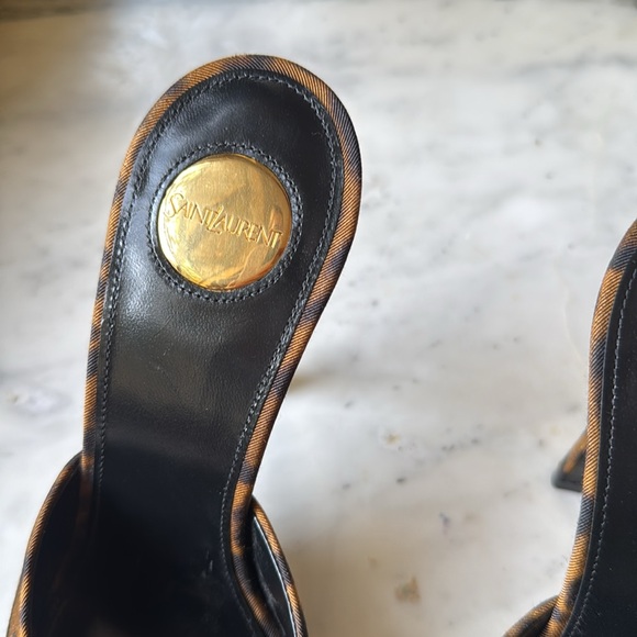 SAINT LAURENT LEOPARD PRINT GOLDIE MULES / HEELS - Picture 5 of 7